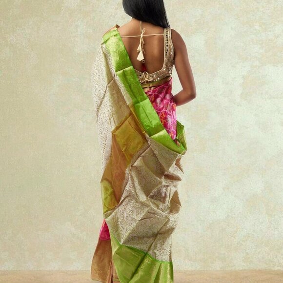 Pink and Green Fancy Patola Saree | Muvvas Boutique - Picture 4 of 4